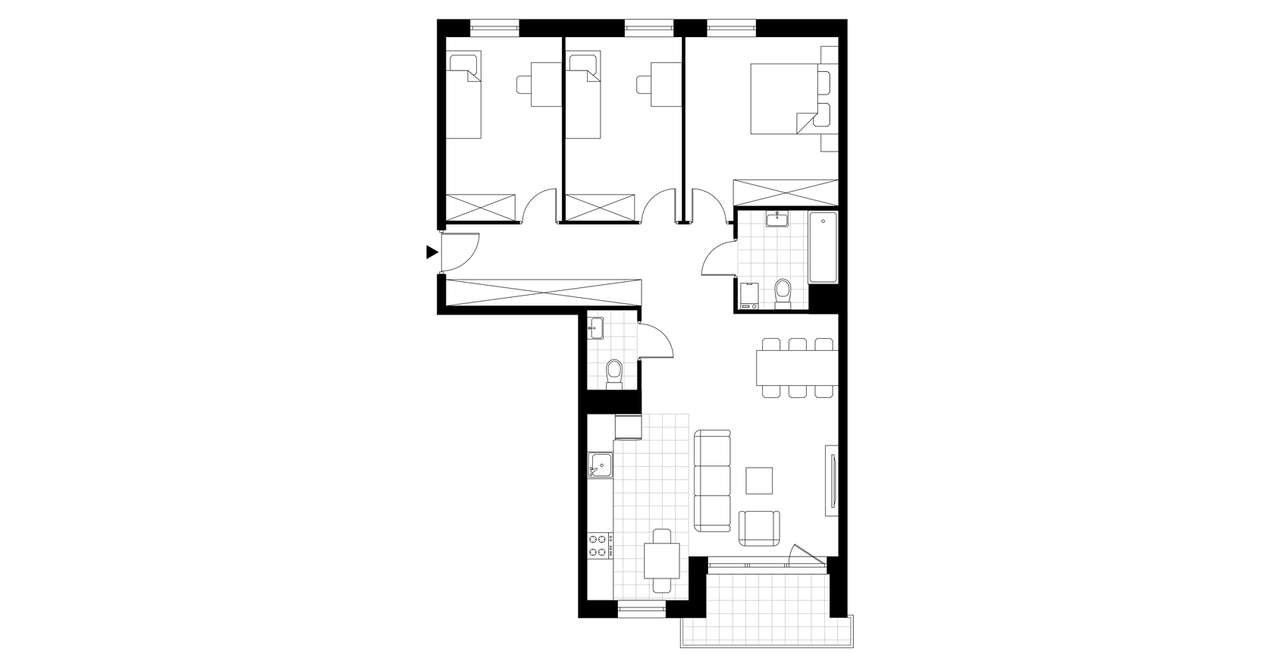 4-pokojowe mieszkanie 85m2 + balkon - Pełny obrazek: 3/8