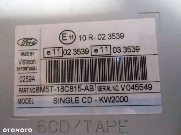 RADIO CD FORD FOCUS C MAX S MAX MONDEO MK4 ORYGINAŁ 6000 CD 8M5T-18C815-AB - 2