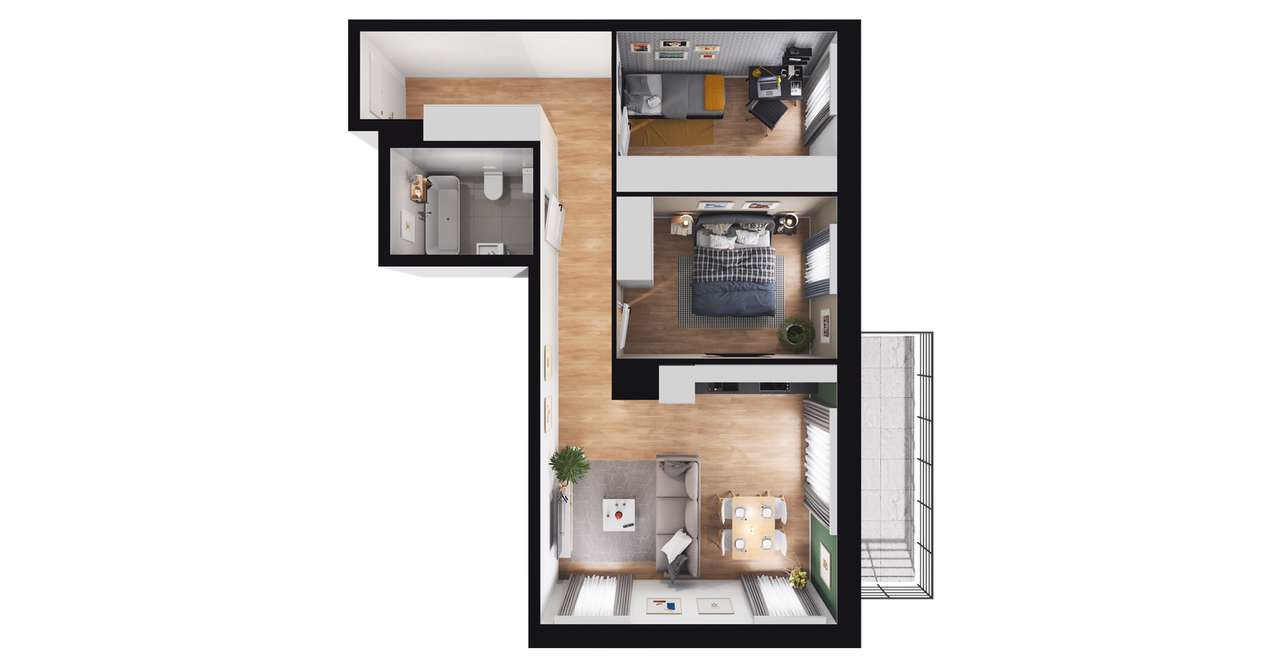 3-pokojowe mieszkanie 58m2 + balkon Bez Prowizji - Pełny obrazek: 3/9