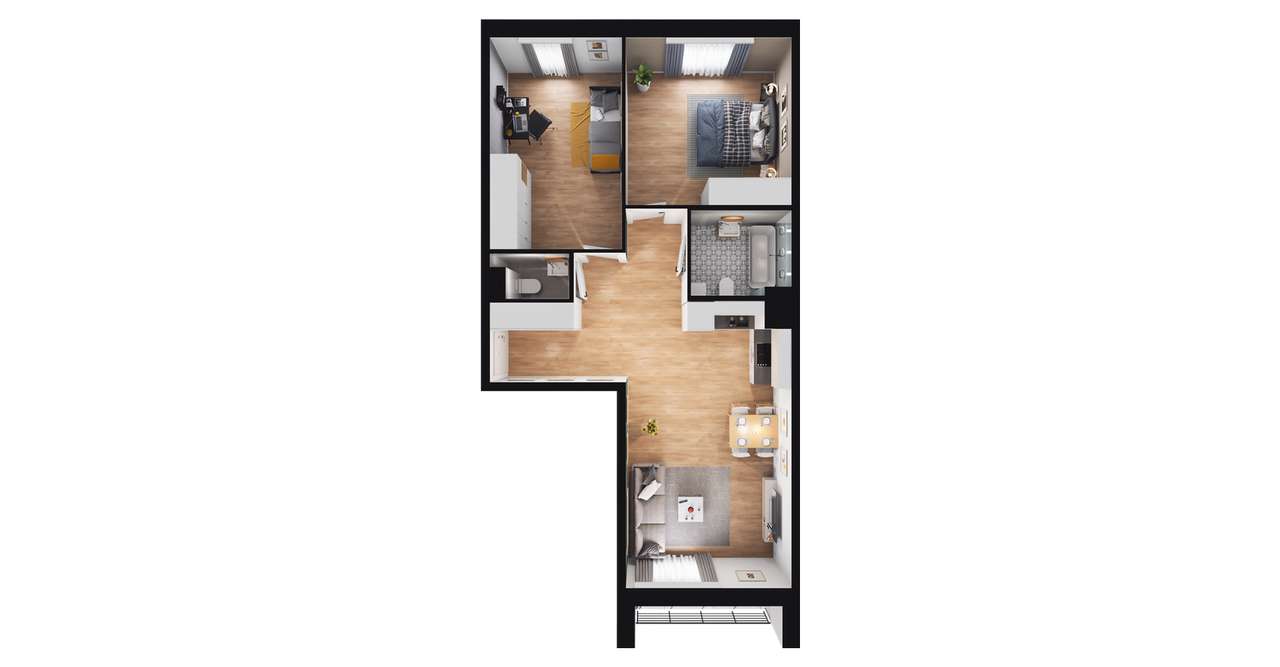 3-pokojowe mieszkanie 70m2 + balkon - Pełny obrazek: 2/8