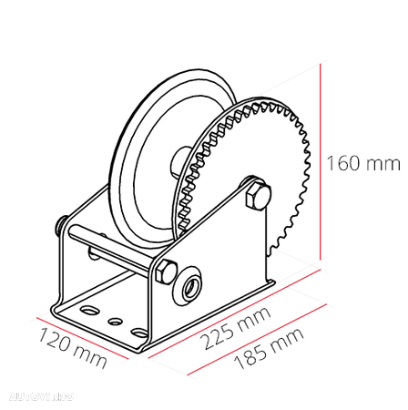 Troliu manual Dragon Winch DWK 25 V de 2500 lbs - 8