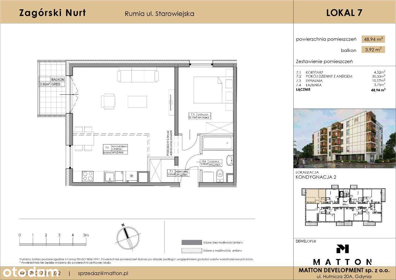 Mieszkanie 2-pokojowe z balkonem w centrum Rumi - Pełny obrazek: 2/15