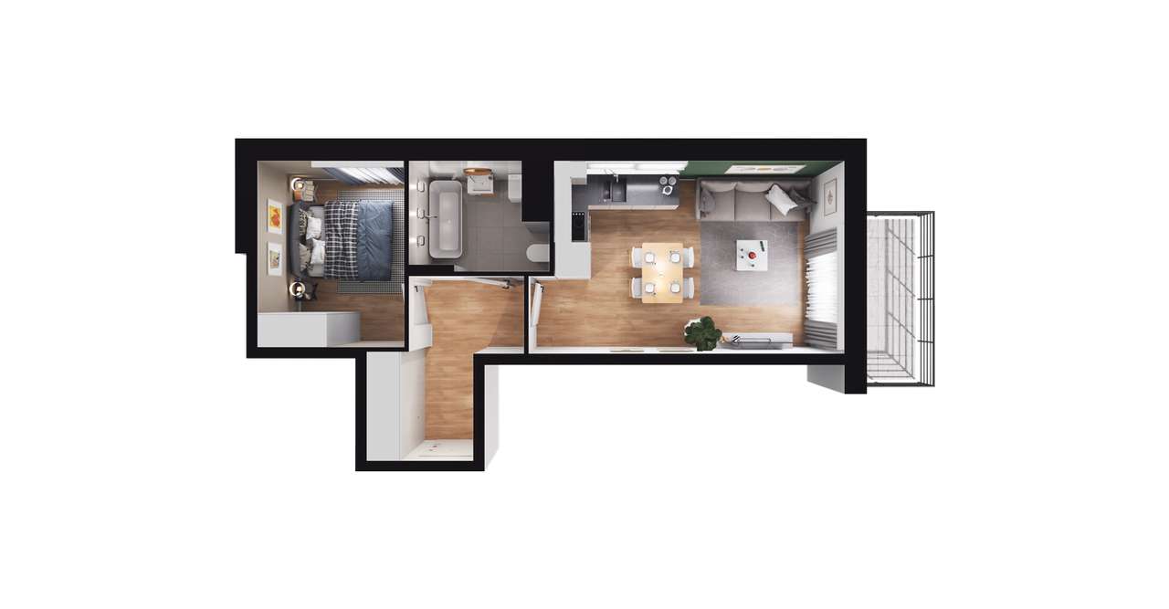 2-pokojowe mieszkanie 37m2 + balkon - Pełny obrazek: 3/9