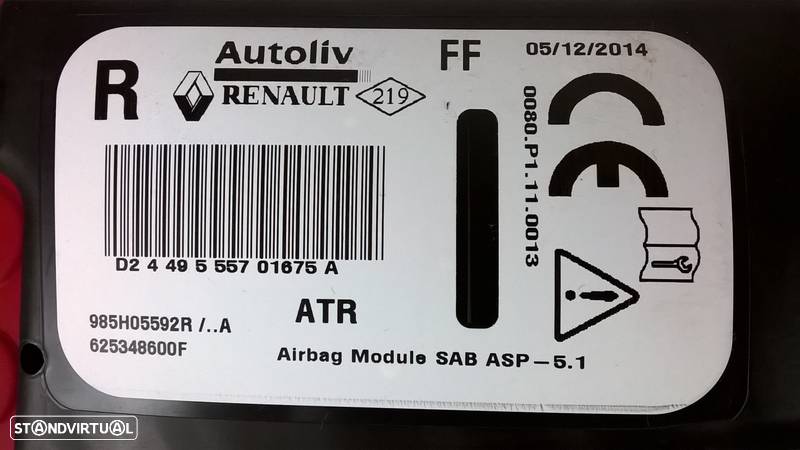Airbag Banco Direito - 985H05592R / 625348600F [Renault Clio IV] - 2