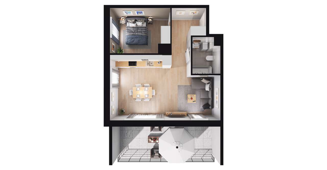 2-pokojowe mieszkanie 45m2 + loggia Bez Prowizji - Pełny obrazek: 2/8