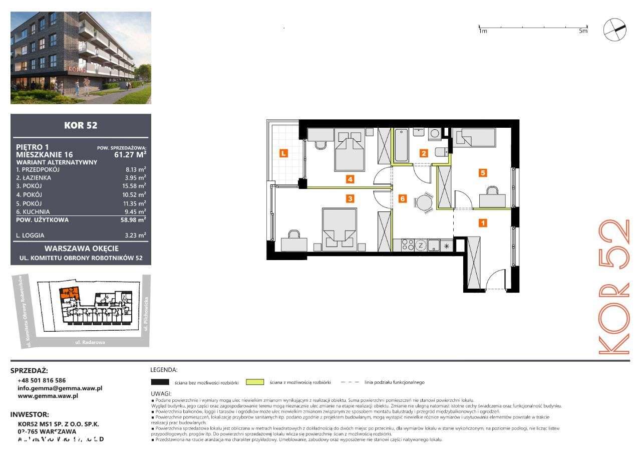 3 pokojowy apartament 59,39 m2 z loggią - Pełny obrazek: 2/9