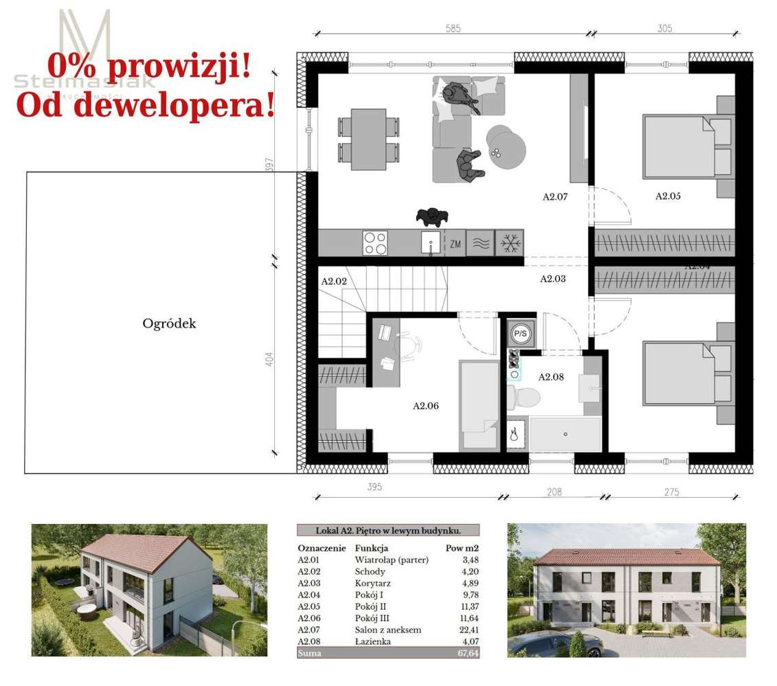 Okazja!Mieszkanie 4 pok. ogrzewanie podłogowe, rek-0