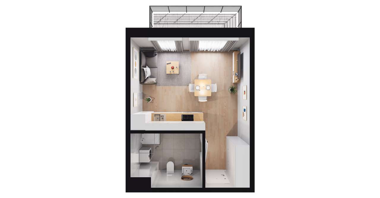 1-pokojowe mieszkanie 28m2 + balkon Bez Prowizji - Pełny obrazek: 2/8