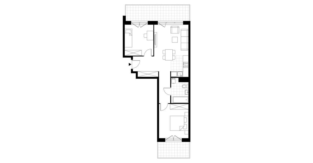 3-pokojowe mieszkanie 56m2 + balkon 5,80+12,02m2 - Pełny obrazek: 3/7