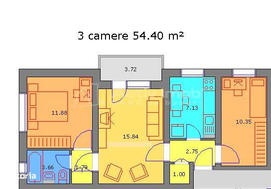 Apartament 3 camere  - Rogerius - Str Selimbarului - 54 mp - etaj 4-13