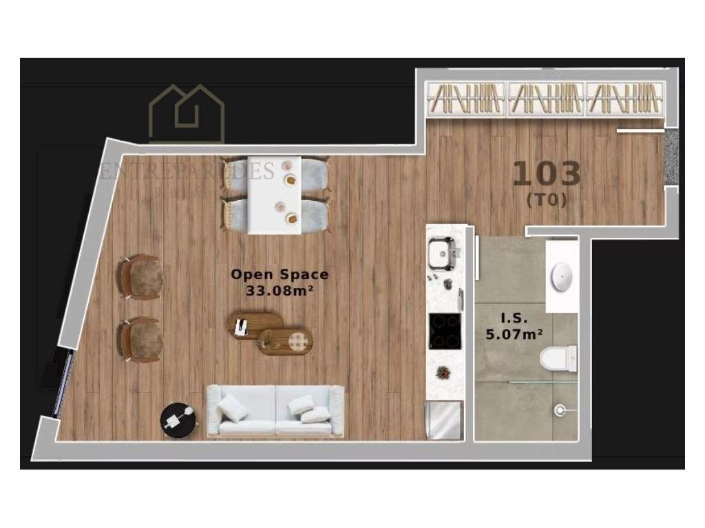 Apartamento T0 em construção, para comprar junto ao Jardim do Morro... - Grande imagem: 5/5