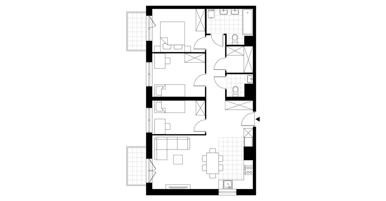 4-pokojowe mieszkanie 73m2 + 2 balkony - Pełny obrazek: 4/9