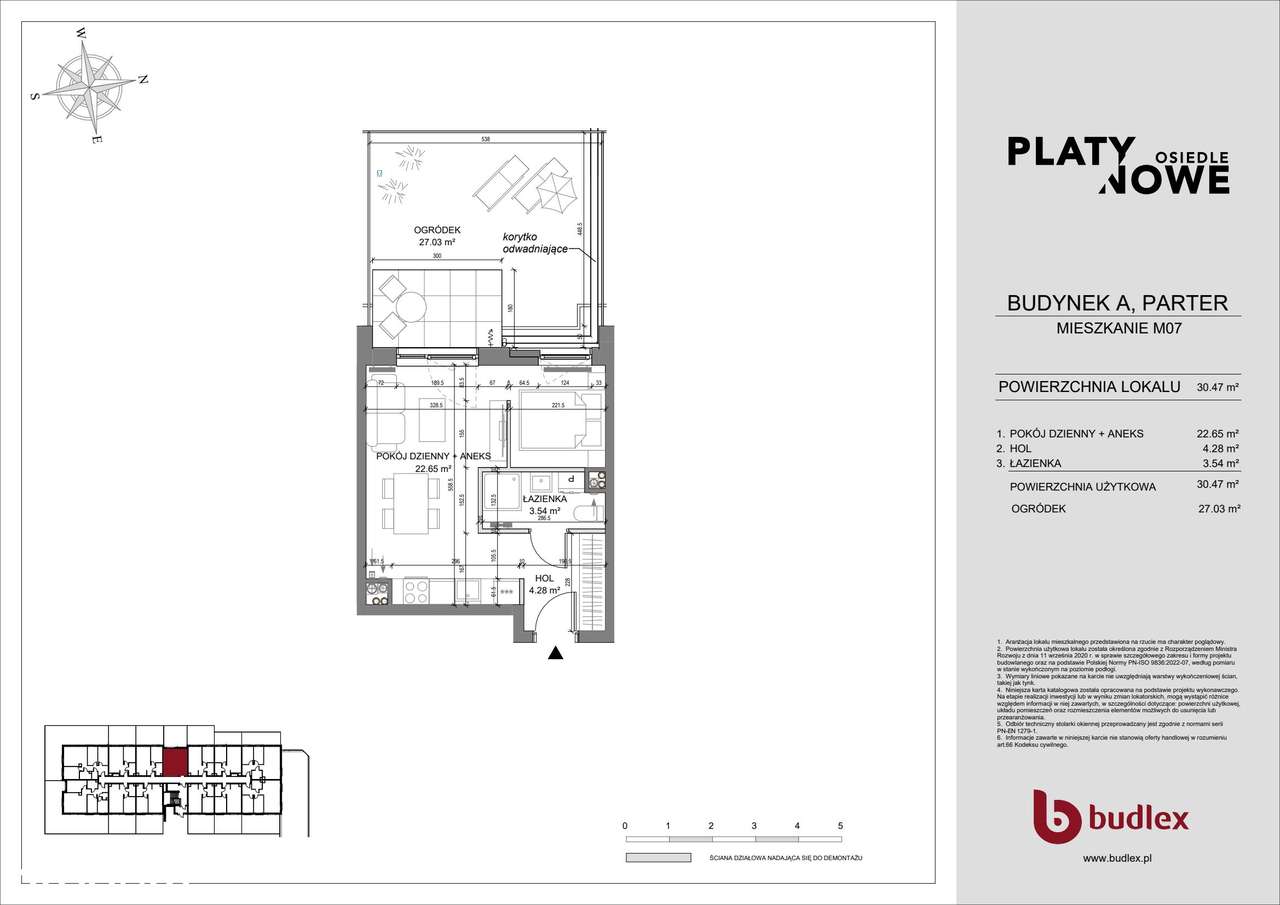 1-pokojowe mieszkanie 30m2 + ogródek - Pełny obrazek: 2/7