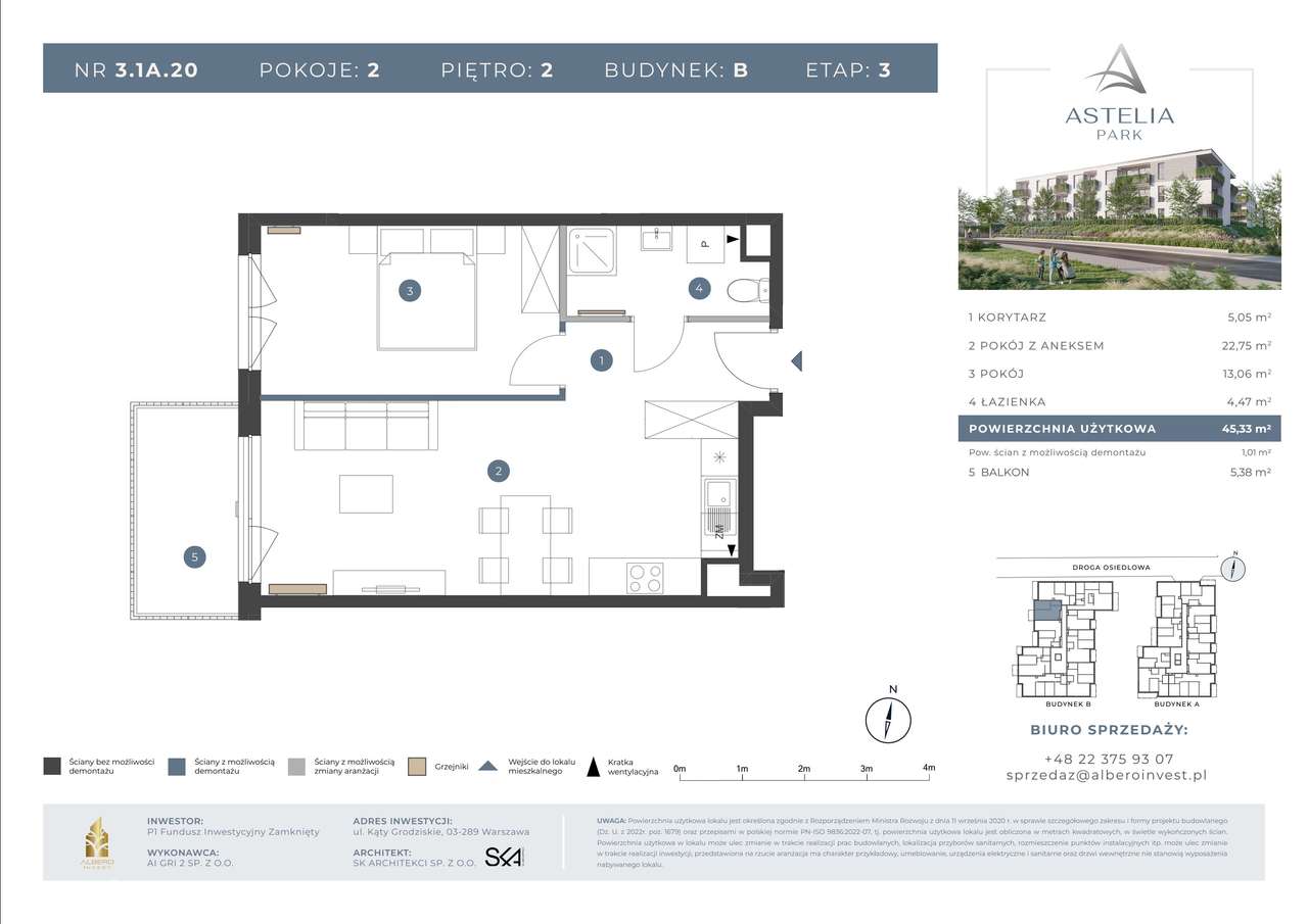 2-pokojowe mieszkanie 45m2 + balkon Bezpośrednio - Pełny obrazek: 2/9