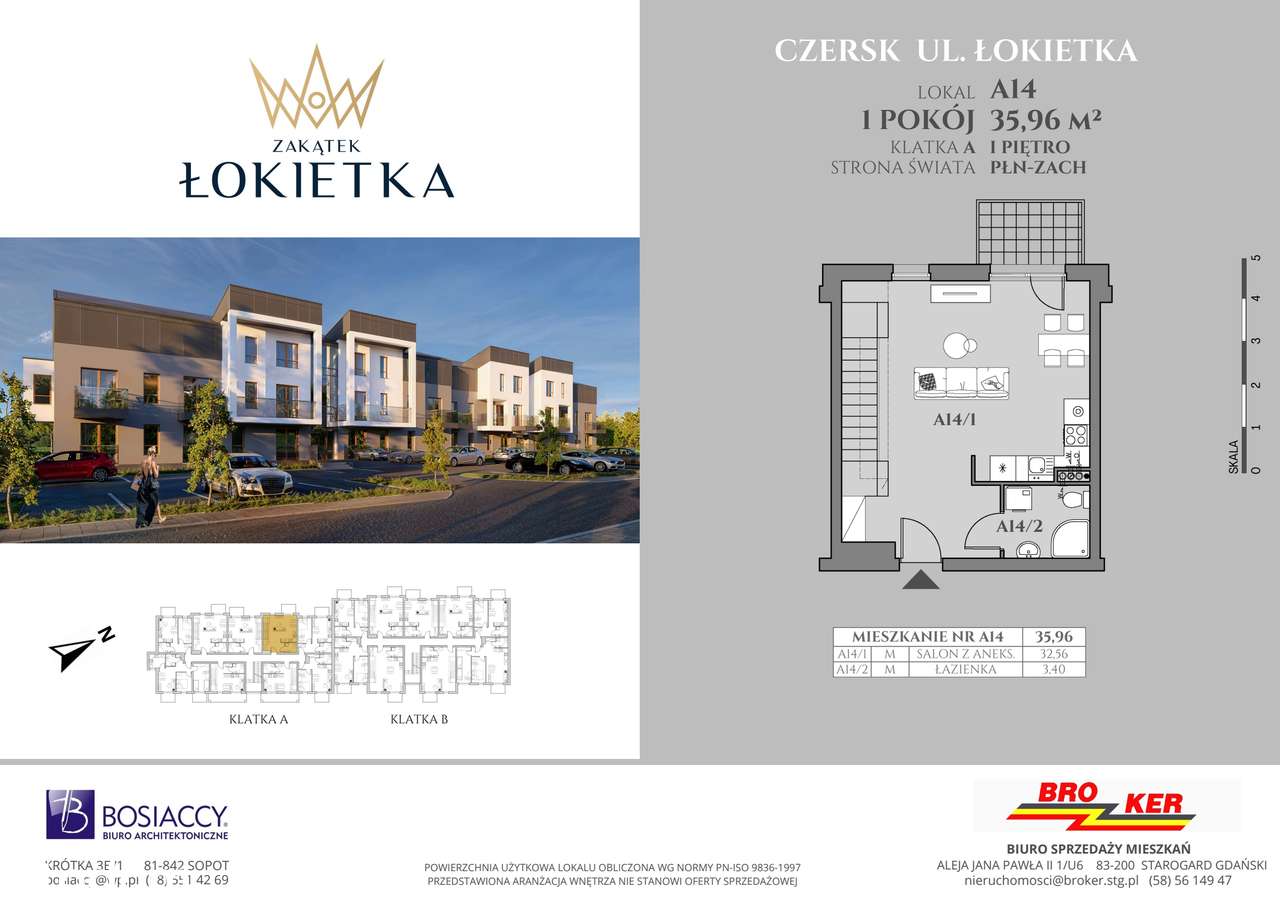 Zakątek Łokietka | mieszkanie 2-pok. | A14 – pohled 2