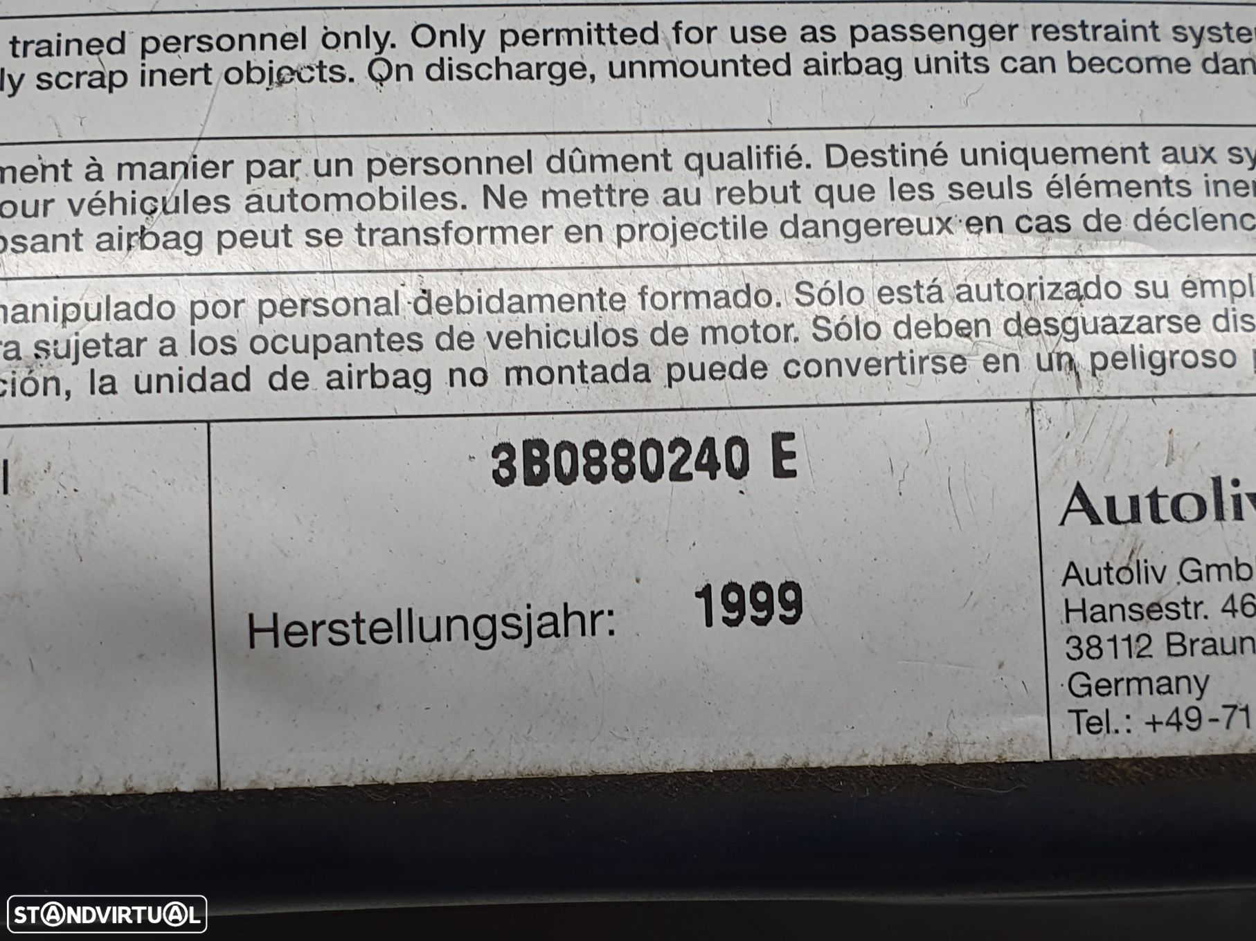 Airbag Banco Dto Volkswagen Passat (3B2) - 2