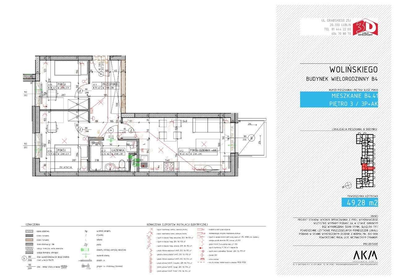 Gotowe mieszkanie 49 m2, 3 pokoje z aneksem kuch. - Pełny obrazek: 1/19