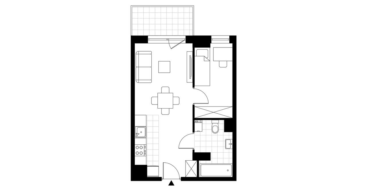 1-pokojowy apartament inwestycyjny 32m2 + balkon - Pełny obrazek: 3/8