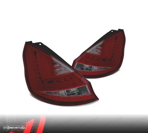 FAROLINS TRASEIROS PARA FORD FIESTA MK7 12- LIGHT BAR VERMELHO FUMADO - 1