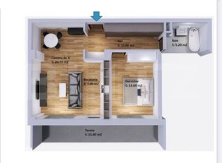 Apartament de 2 camere la parter cu terasa, finisat , zona Vivo