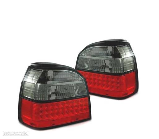 FAROLINS TRASEIROS LED PARA VOLKSWAGEN VW GOLF 3 91-97 VERMELHO FUMADO ESCURECIDO - 2