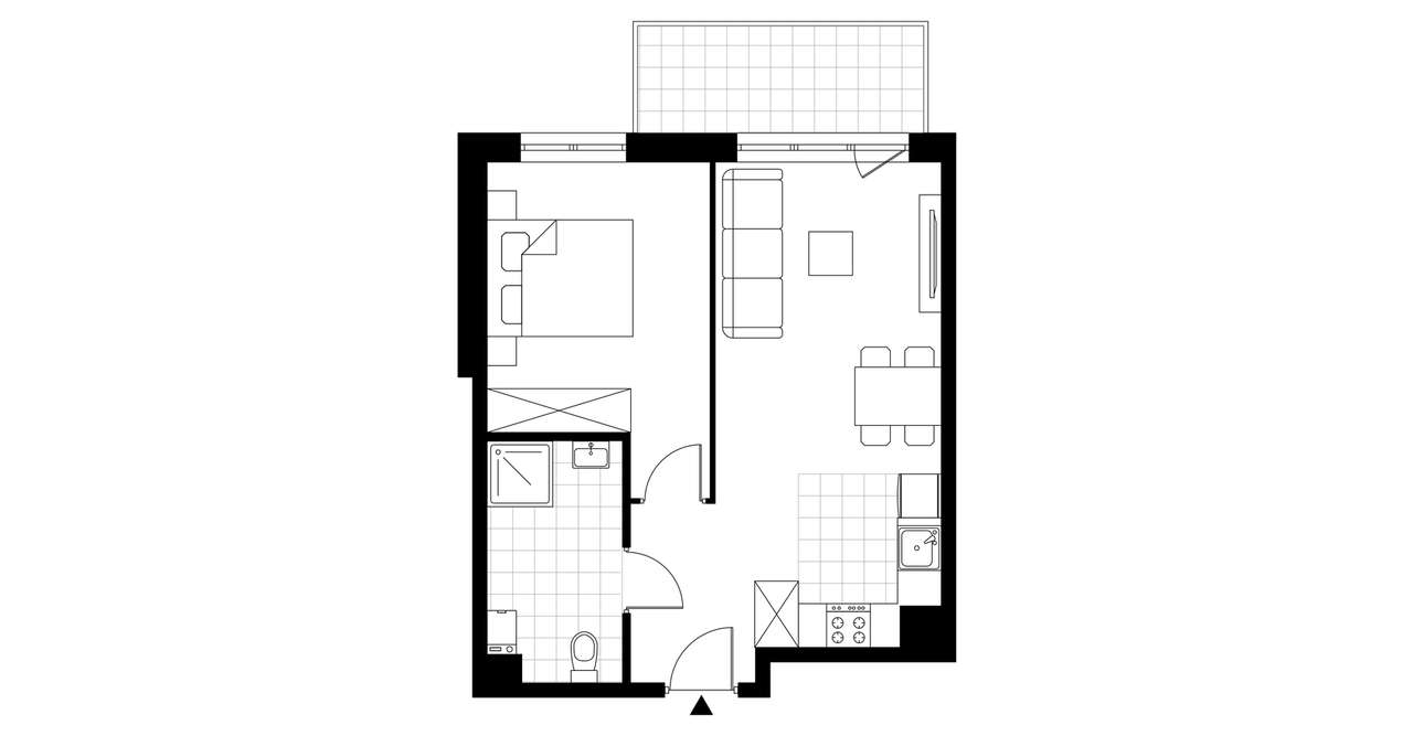2-pokojowe mieszkanie 42m2 + balkon Bezpośrednio - Pełny obrazek: 3/8