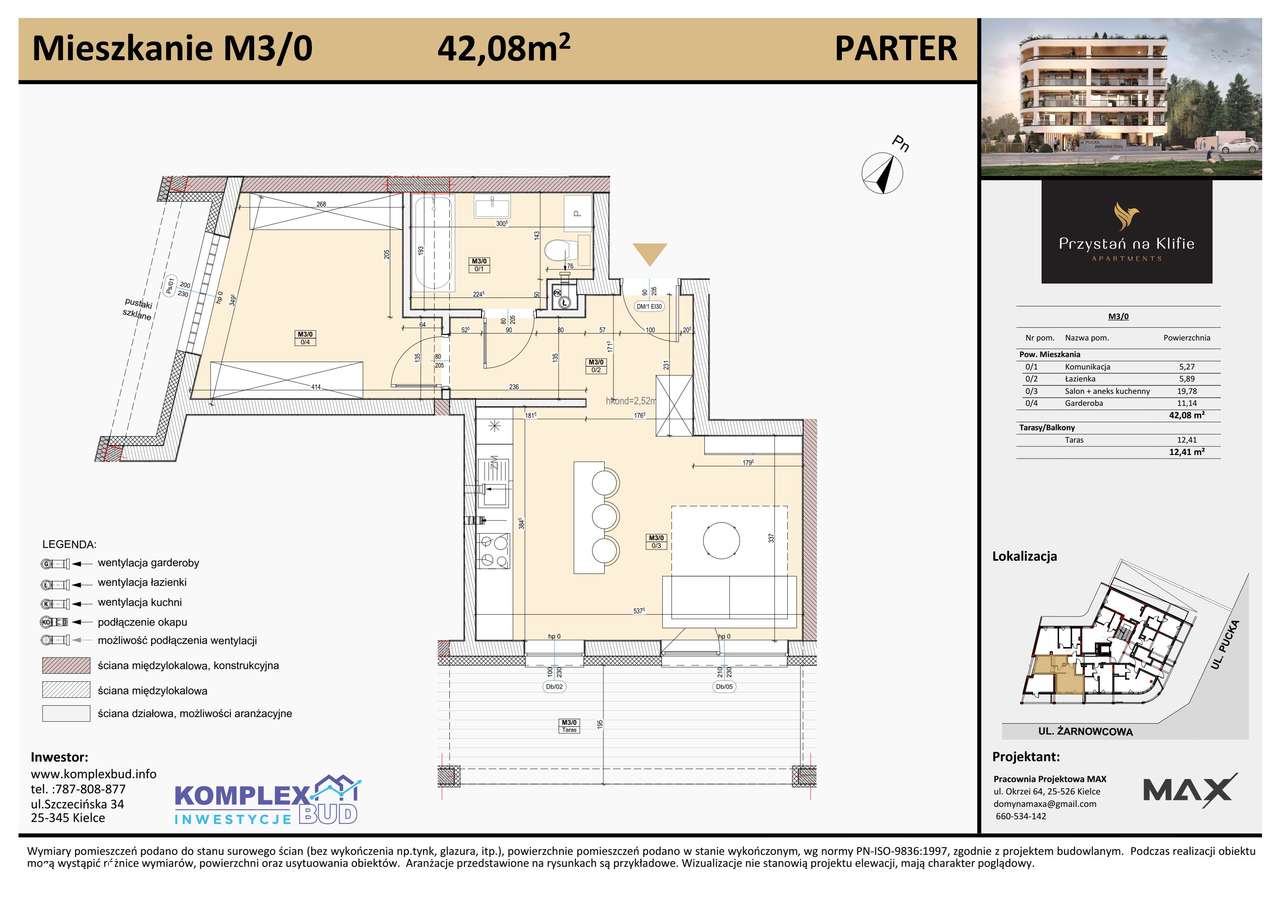 1-pokojowe mieszkanie 42m2 + taras Bezpośrednio - Pełny obrazek: 2/7