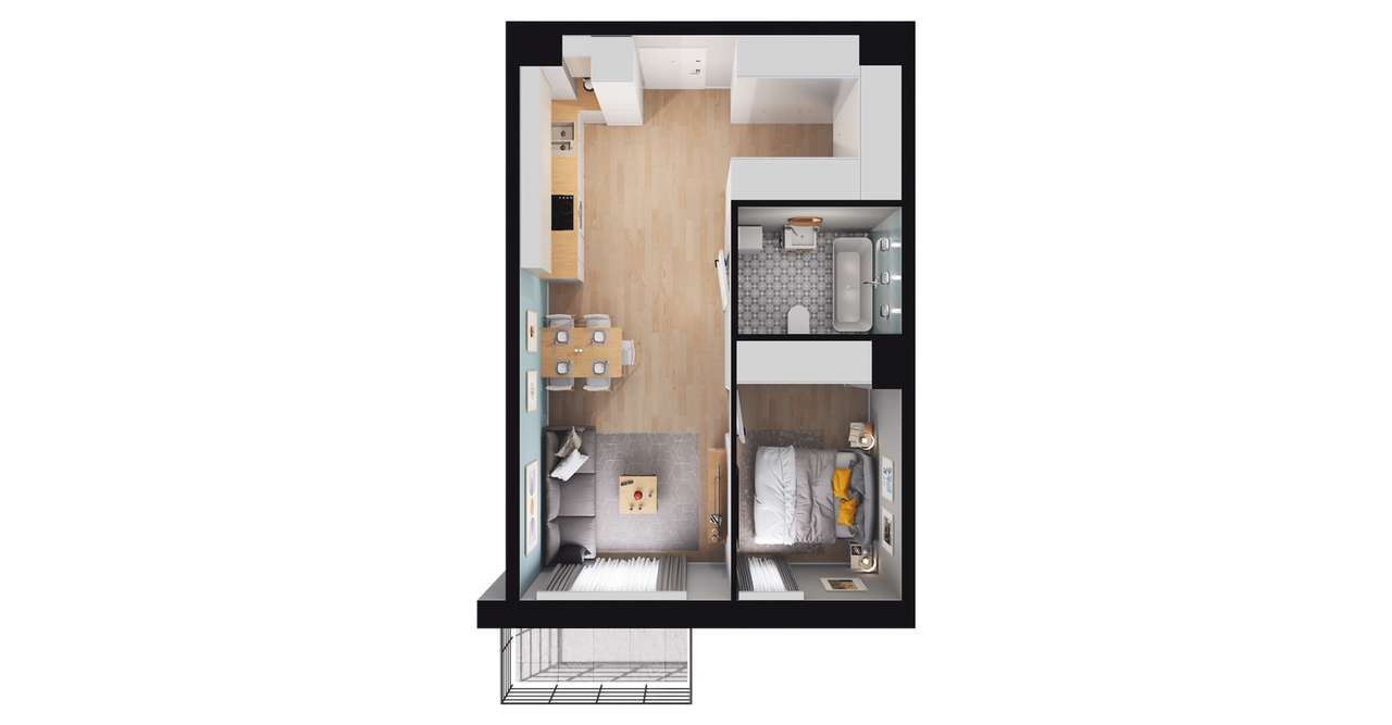 2-pokojowe mieszkanie 41m2 + balkon Bez Prowizji - Pełny obrazek: 2/8