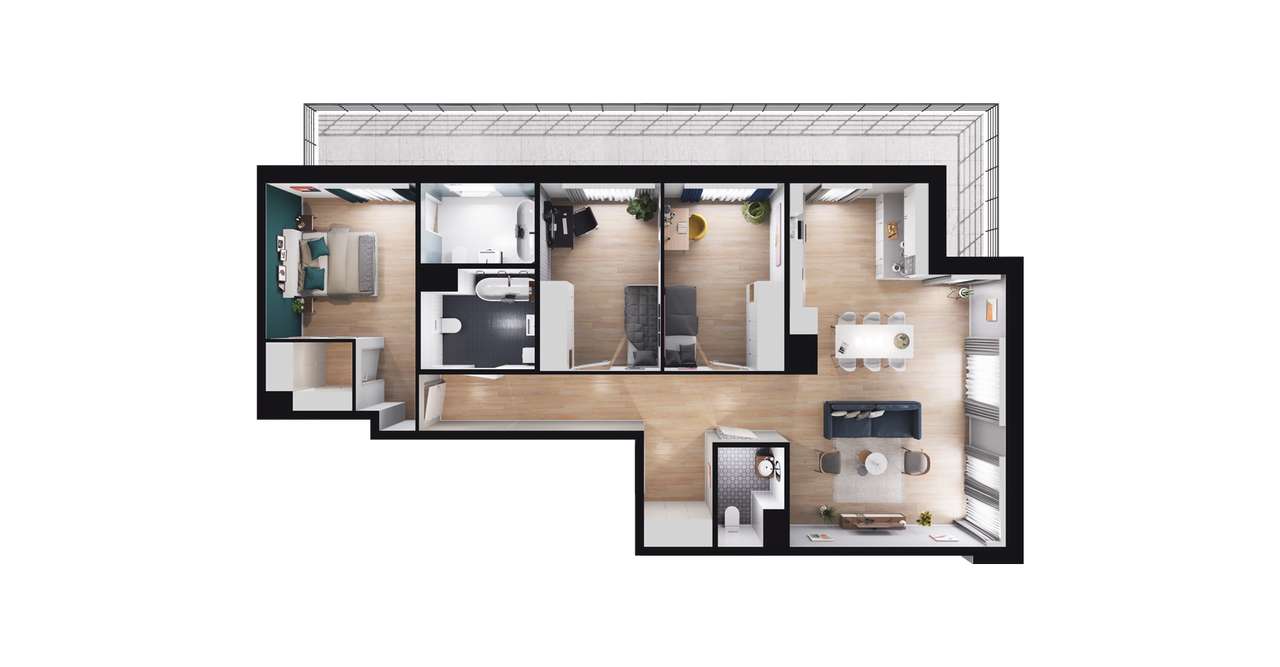 4-pokojowe mieszkanie 97m2 + balkon Bez Prowizji - Pełny obrazek: 2/8