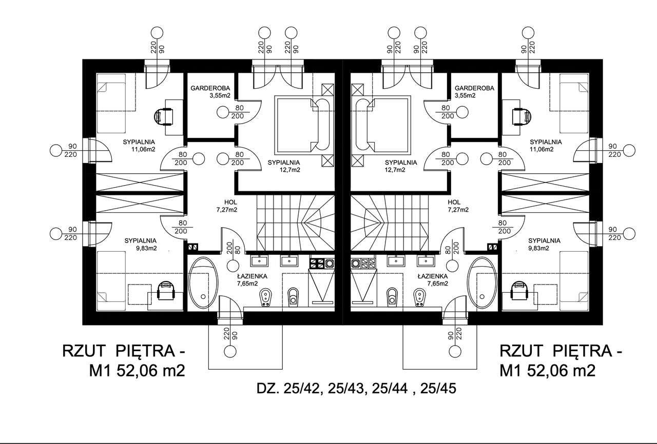 Projekt bliźniaka + pozwolenie | działki 2x 502 m²  oraz 1x 1002 m²-6