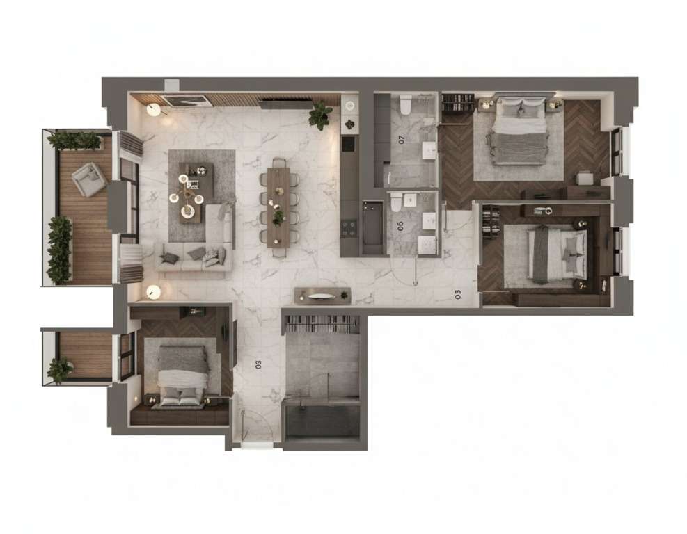 Apartament 114m² | dwa balkony Ul. Mogilska - Pełny obrazek: 1/17