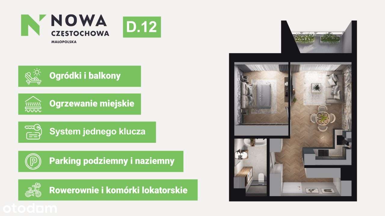 Ustawne 2-pok. na 1 p. z balkonem | Parkitka - Pełny obrazek: 4/15
