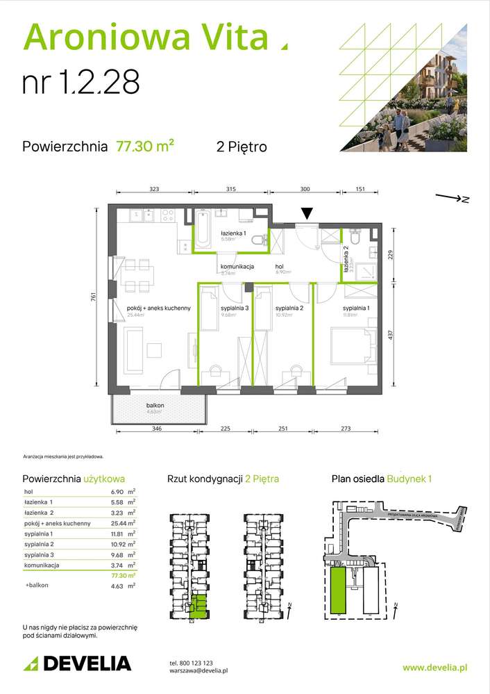 4-pokojowe mieszkanie 77m2 + balkon Bez Prowizji - Pełny obrazek: 2/6