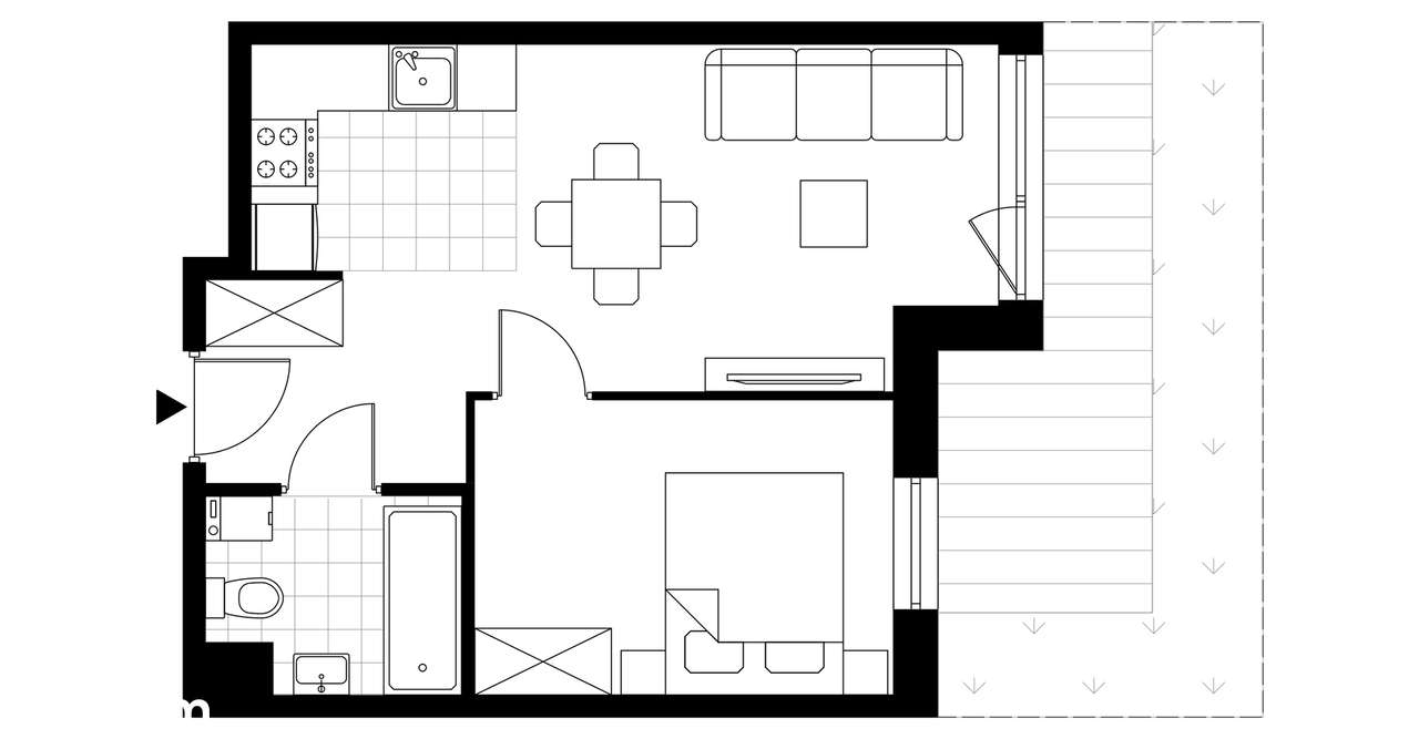2-pokojowe mieszkanie 38m2 + ogródek - Pełny obrazek: 3/8