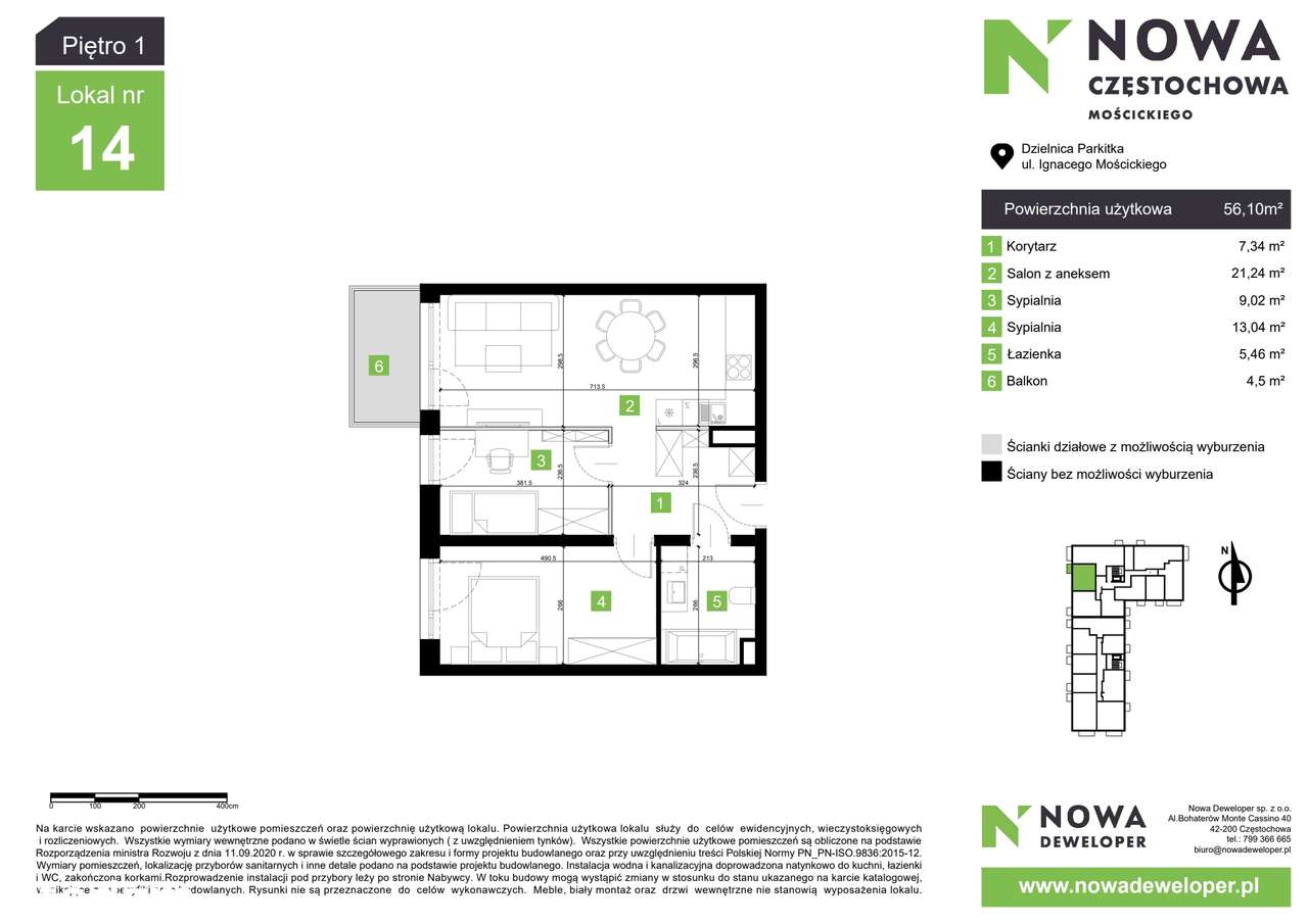 Nowa Częstochowa Mościckiego | 3-pok. | M14 - Pełny obrazek: 3/8