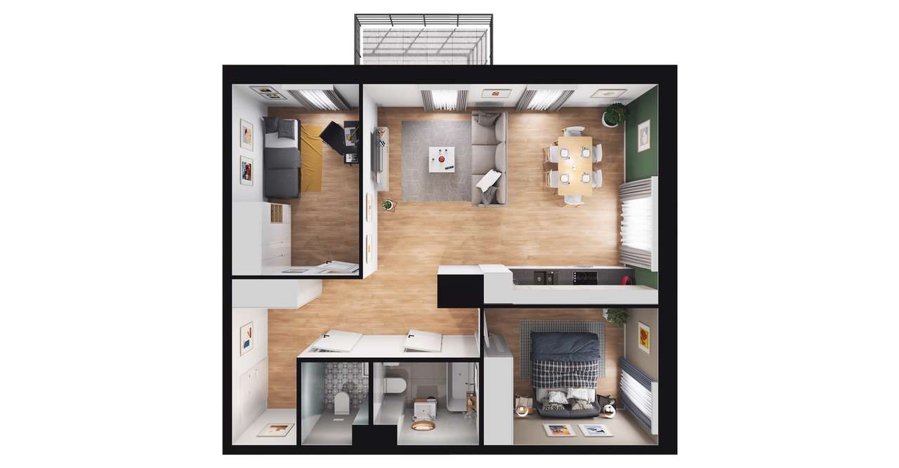 3-pokojowe mieszkanie 61m2 + balkon Bezpośrednio - Pełny obrazek: 2/8