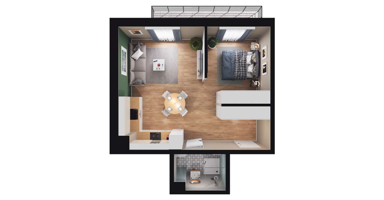 1-pokojowe mieszkanie 40m2 + balkon Bez Prowizji - Pełny obrazek: 2/8