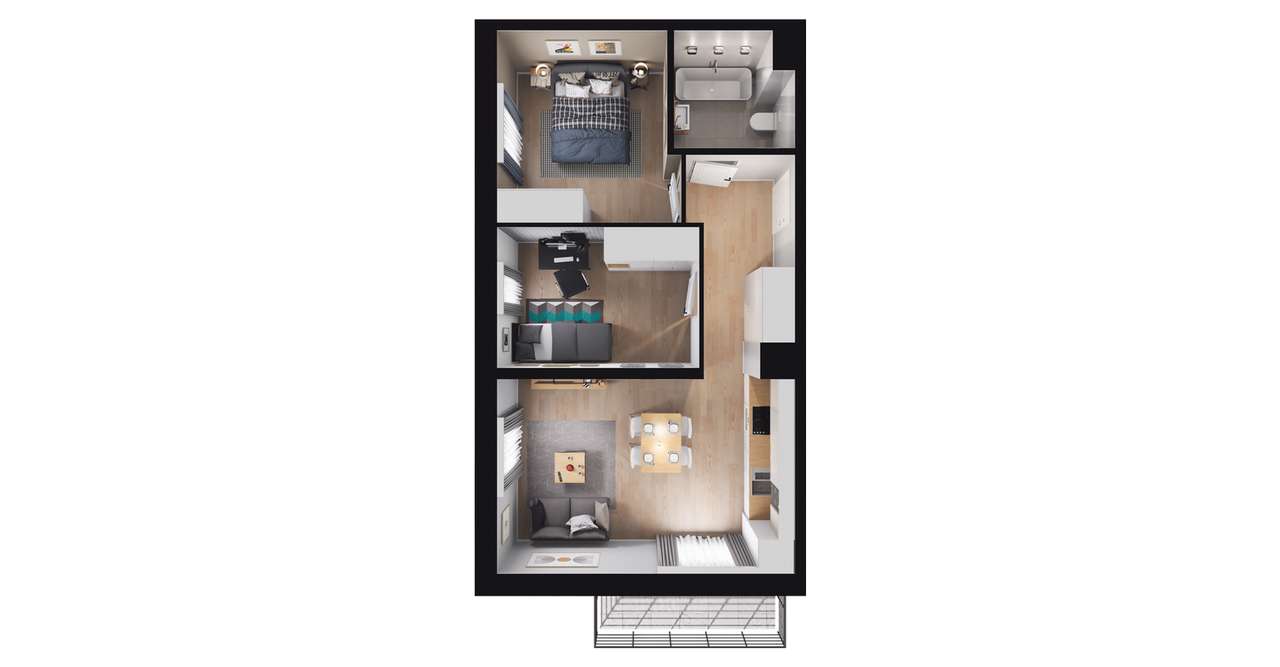 3-pokojowe mieszkanie 49m2 + balkon Bezpośrednio - Pełny obrazek: 2/8