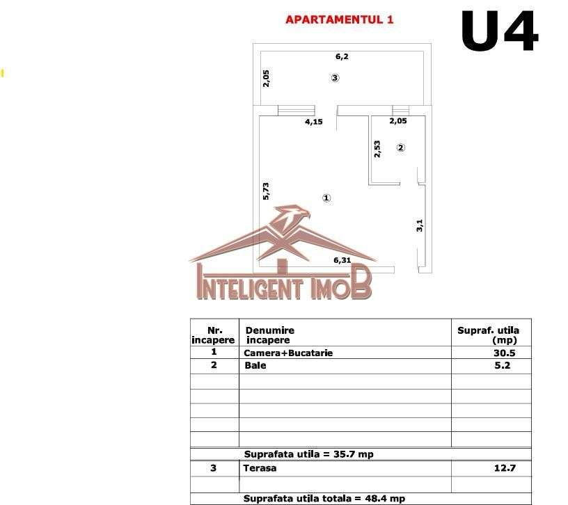 Studio modern de vânzare, 36mp utili + terasă spațioasă 13mp-3