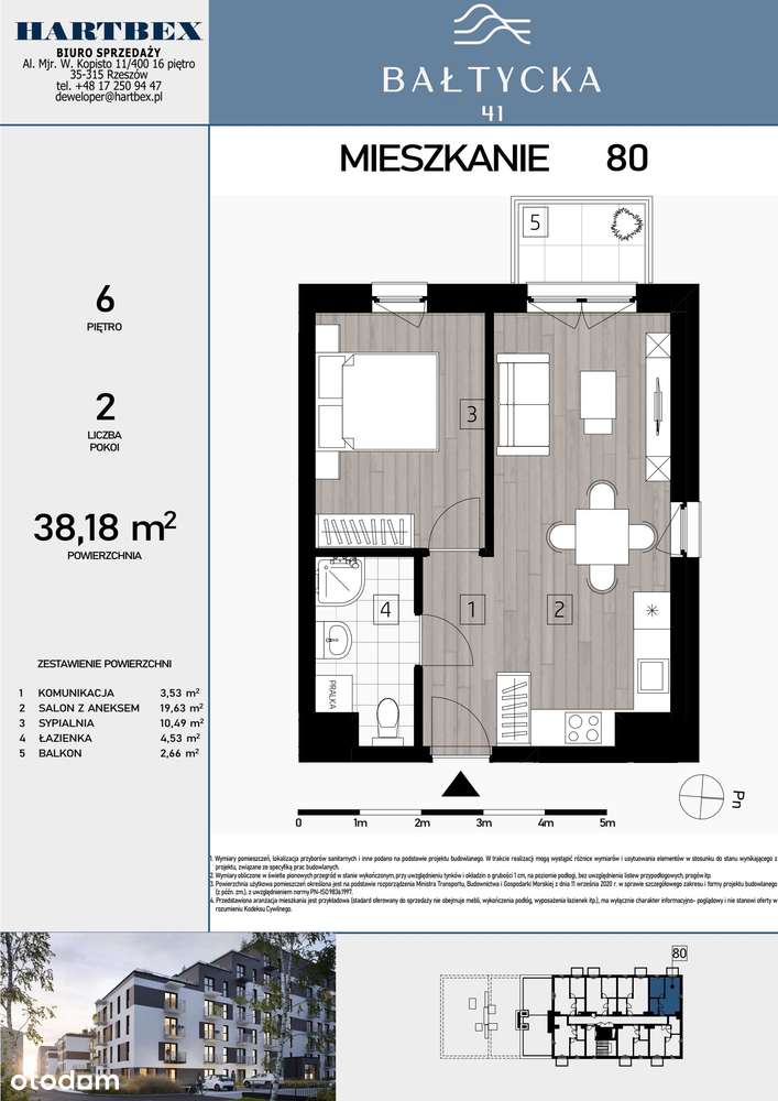 2-pokojowe mieszkanie 38m2 + balkon Bezpośrednio - Pełny obrazek: 2/7