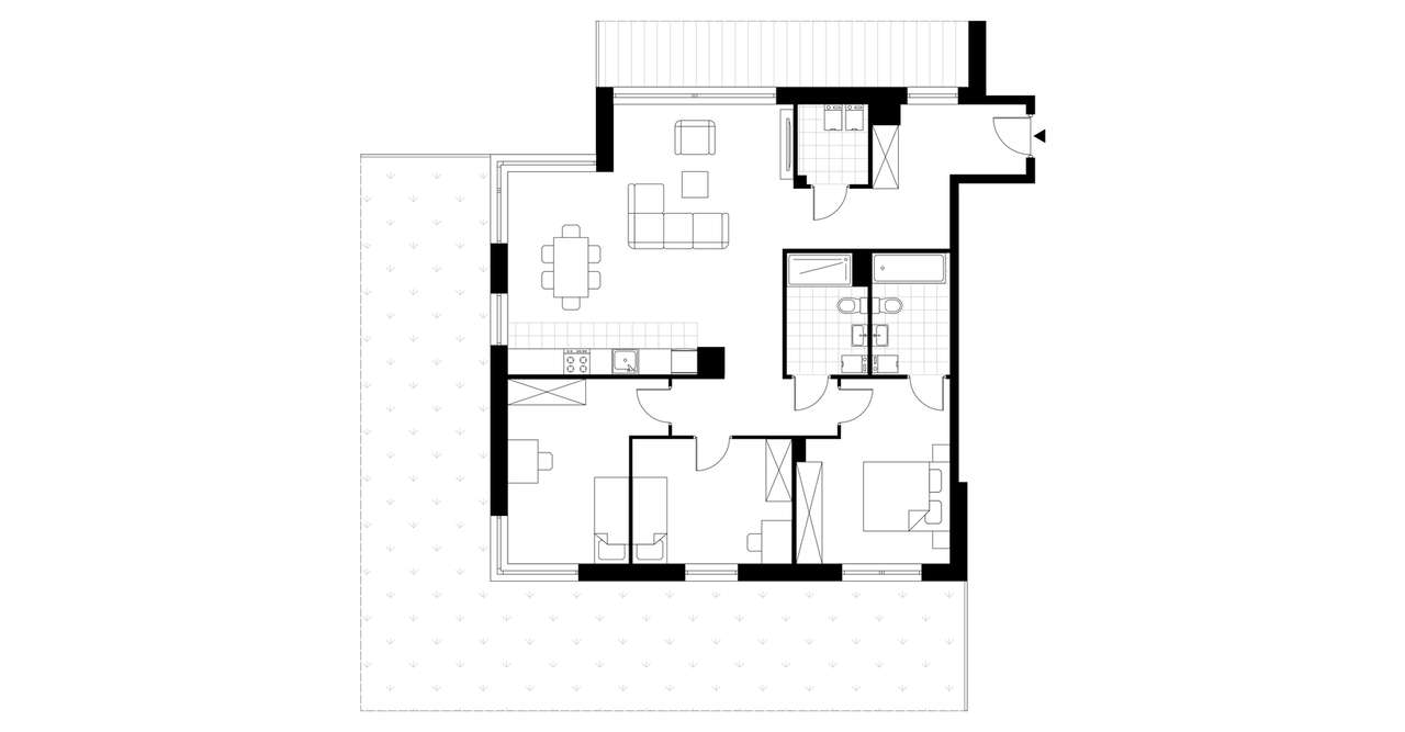 4-pokojowe mieszkanie 95m2 + ogródek Bezpośrednio - Pełny obrazek: 4/9