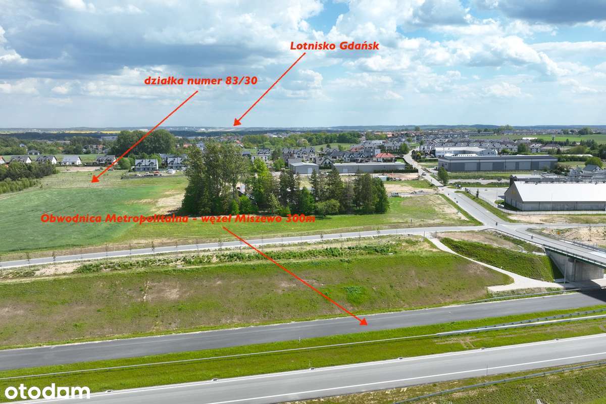 Działka z wydaną WZ dla budowy hali | Sąsiedztwo węzła Miszewo-1