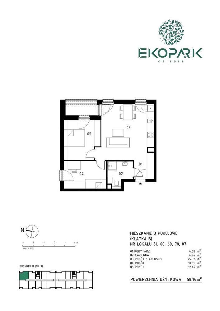 Mieszkanie 3 pokojowe 59,1m2 Zielonka - Pełny obrazek: 4/12