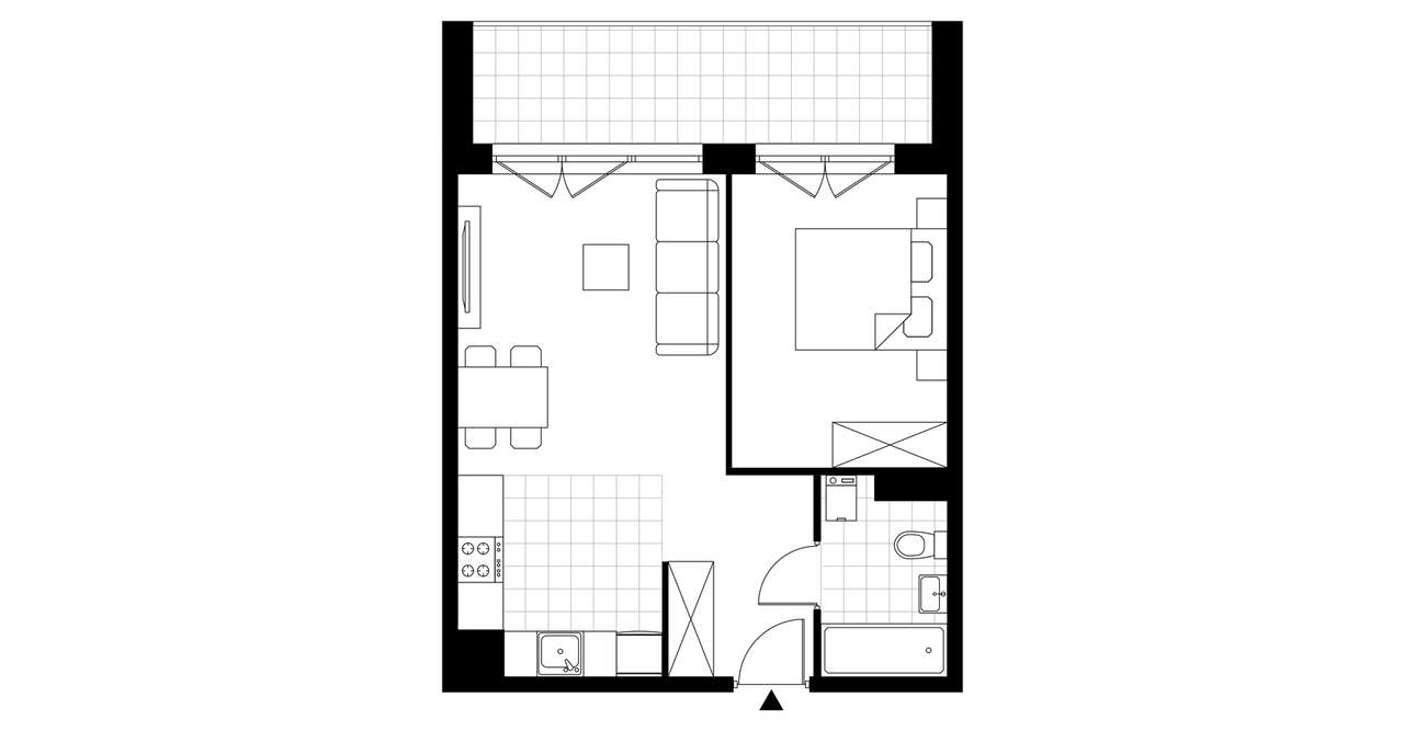 2-pokojowe mieszkanie 41m2 + loggia - Pełny obrazek: 3/8