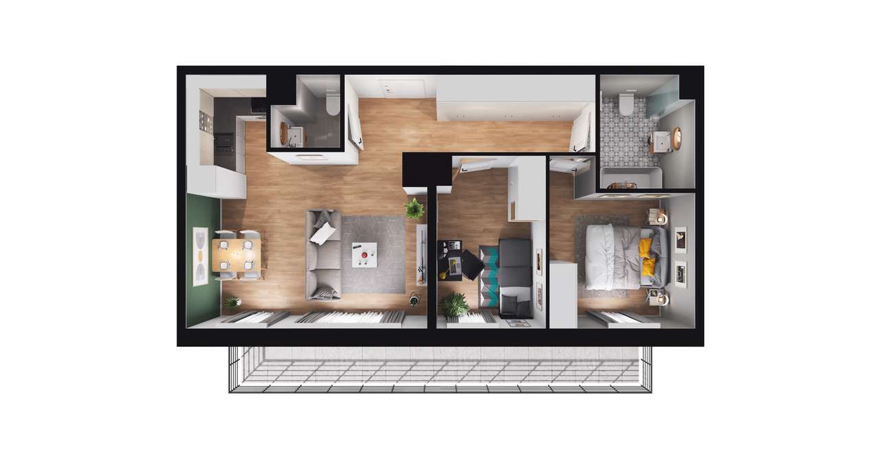 3-pokojowe mieszkanie 58m2 + balkon Bez Prowizji - Pełny obrazek: 2/8