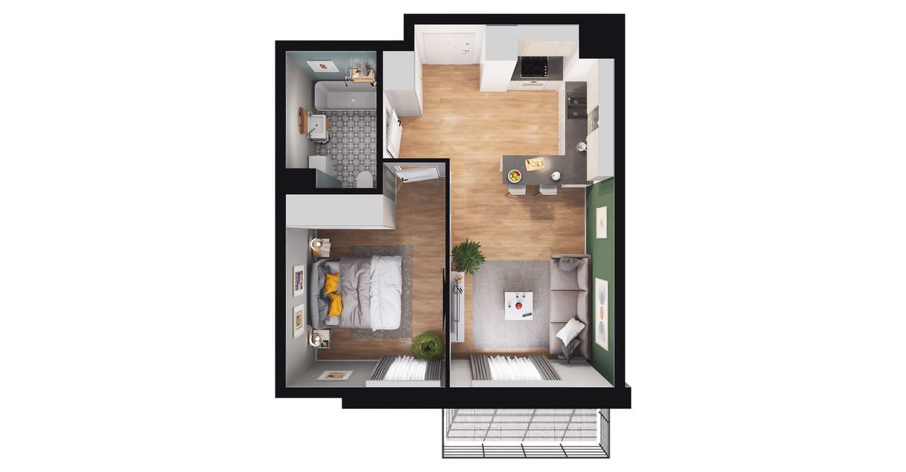 2-pokojowe mieszkanie 37m2 + balkon Bez Prowizji - Pełny obrazek: 2/8