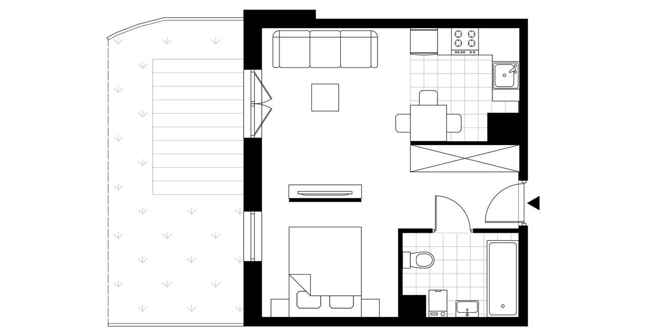 1-pokojowe mieszkanie 35m2 + ogródek Bezpośrednio - Pełny obrazek: 3/8