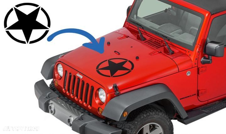 Sticker Stea Negru Universal compatibil cu Jeep, SUV, Camioane sau alte Autoturisme Tuning Land Rov - 1