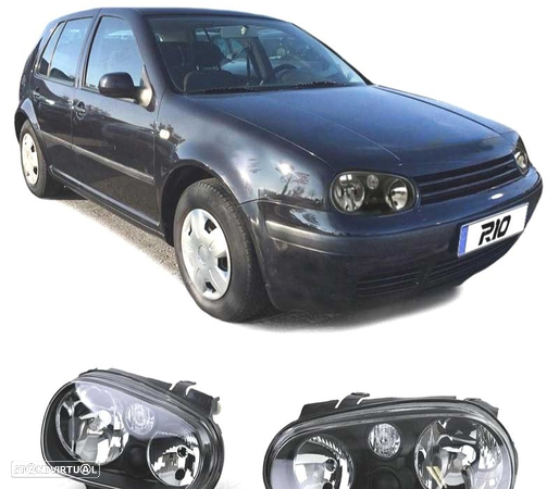 FARÓIS PARA VOLKSWAGEN VW GOLF 4 97-03 PRETO SEM NÉVOEIRO - 1