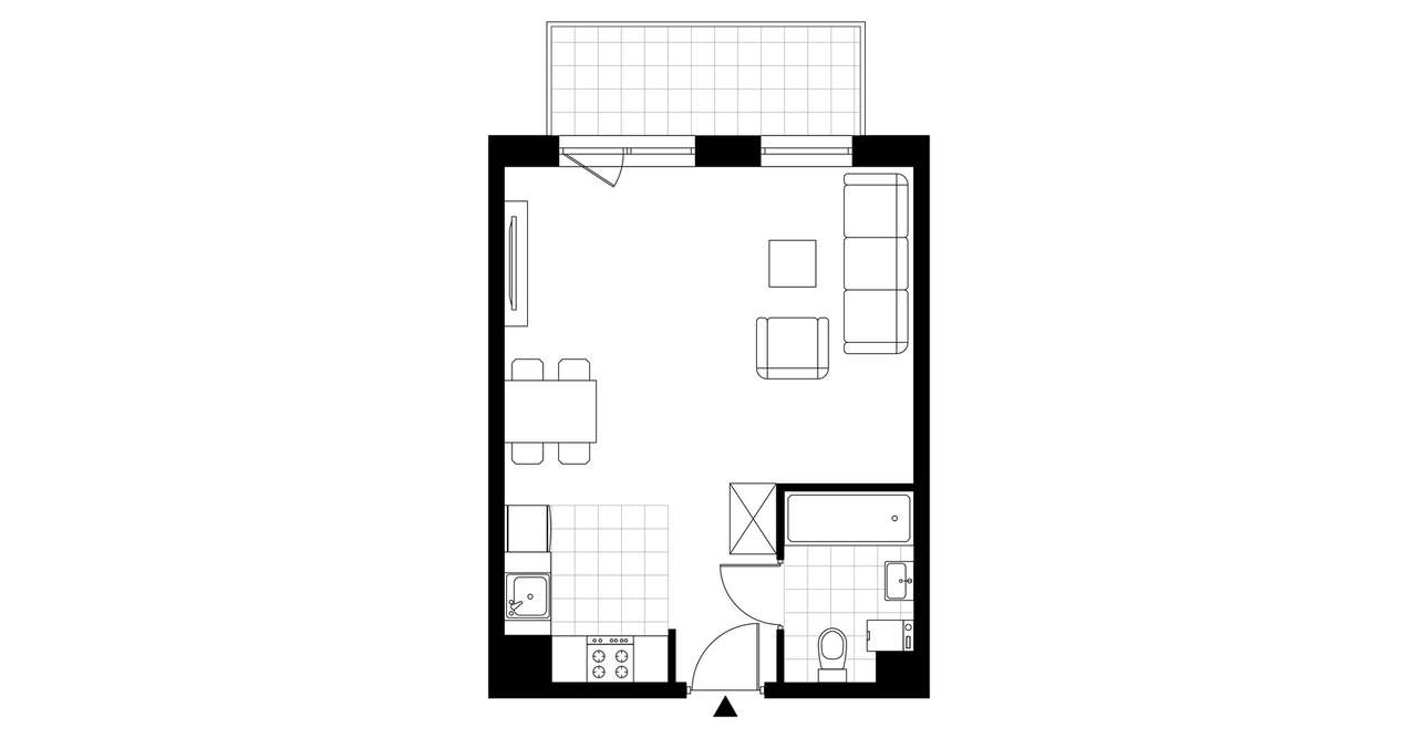 1-pokojowe mieszkanie 34m2 + balkon Bez Prowizji - Pełny obrazek: 3/8